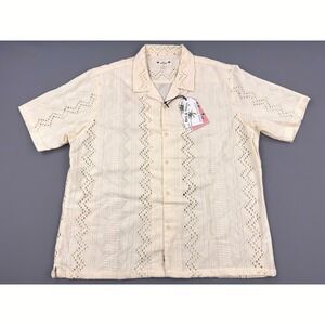 Free Planet Button Down Eyelet Camp Shirt Eggnog 2X New With Tags